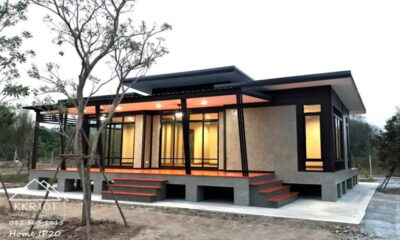 บ้านน็อคดาวน์ชั้นเดียวสไตล์โมเดิร์นลอฟท์ 3 ห้องนอน 1 ห้องน้ำ พร้อมระเบียงนั่งชิลหน้า-หลังบ้าน พื้นที่ 140 ตร.ม.