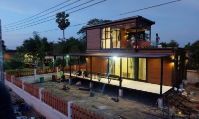 บ้านพักตากอากาศ 2 ชั้น 2 ห้องนอน 1 ห้องรับแขก 1 ห้องครัว 1 ห้องน้ำ พร้อมระเบียงและบันได